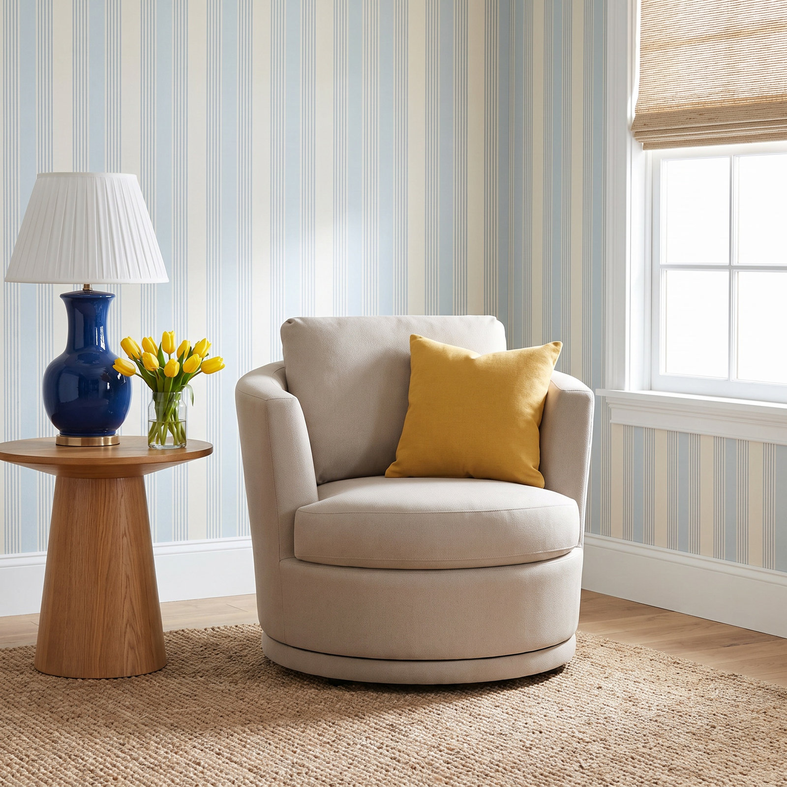 Upholstered Swivel Barrel Chair, Nomad Snow Crypton® Chenille