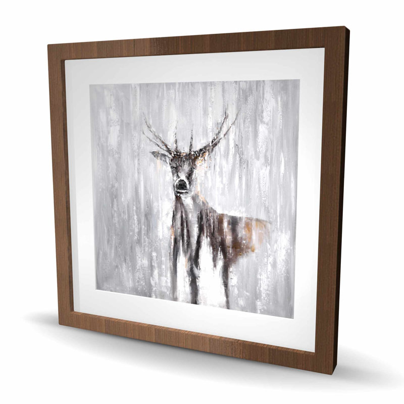 «Abstract Deer in the Forest - Rustic», reproduction encadrée, H 24 po x l 24 po