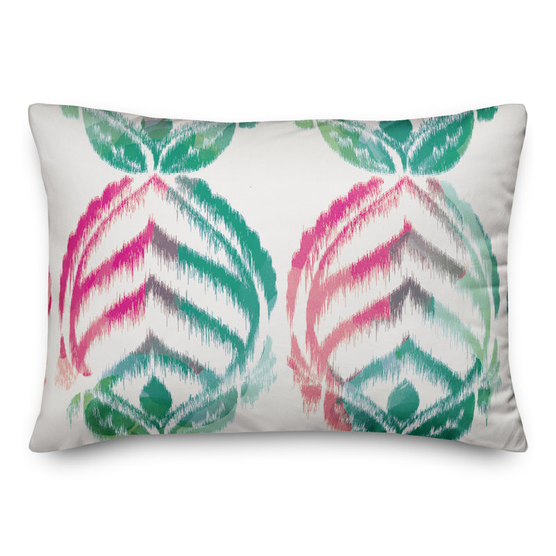 Damask Outdoor Reversible Throw Pillow, Green Damask