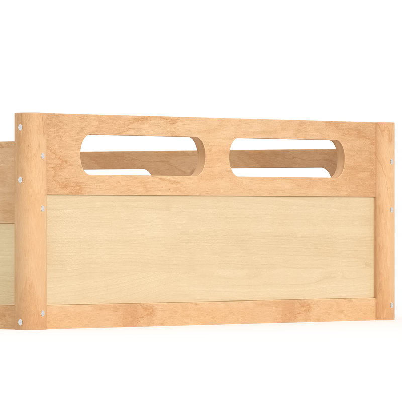 Minimalist Wood Floor Bed Frame with Protective Guardrails, Low Profile Platform Bed for Kids & Adults, Natural, Full