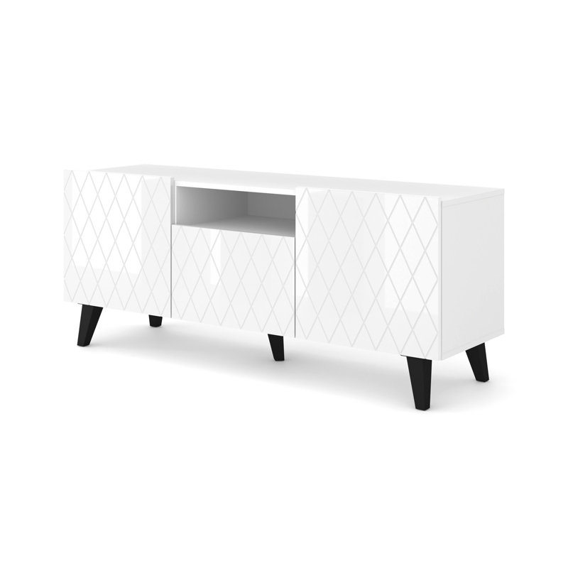 Alexyia Unfinished TV Stand for TVs up to 60", White/Black