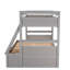Lit simple superposé au-dessus d'un lit double, gris