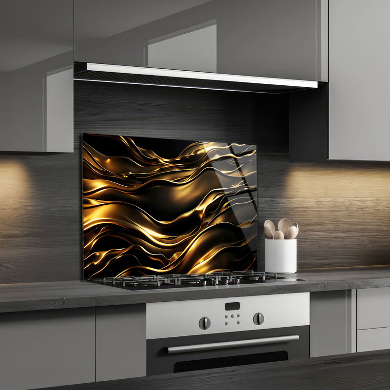 Dosseret en verre trempé Silken Waves - Décoration murale de cuisine, H 14 po x l 30 po x P 0,5 po