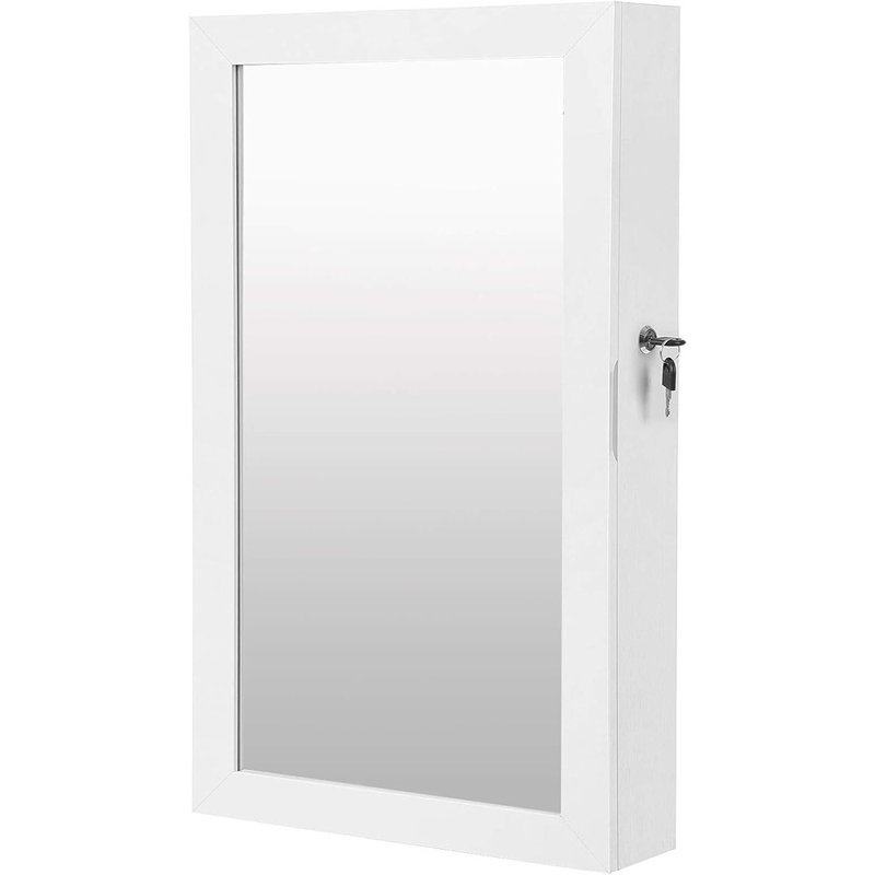 Armoire à bijoux murale avec miroir Karmakar, Blanc / noir