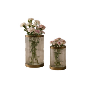 Raíz Studio Vetra Hurricane Holder – Hand-Cast Antique Brass Metal & Ribbed Glass Lantern (Tall & Short)