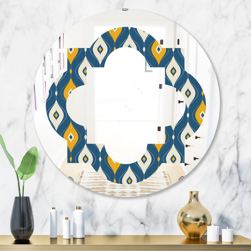 Miroir mural sans cadre abstrait et moderne à motif abstrait quadrilobe II, H 31,5 po x l po