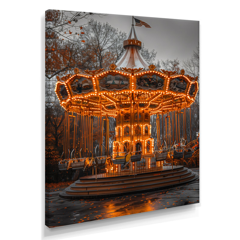 Parc d'attractions jaune et gris, Toile tendue, H 32 po x l 16 po x P 1 po
