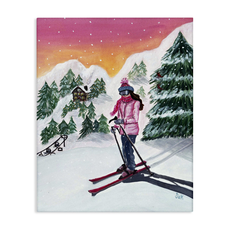 Ski Mountain Winter Slopes Canvas Wall Art, design by Sarah Waldron Kimball, 16" H x 20" W