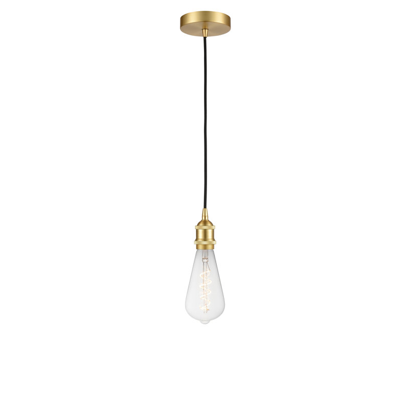 Luminaire suspendu à 1 lumière Waterville, Nickel satiné brossé, H 11,88 po x l 3,75 po x P 3,75 po