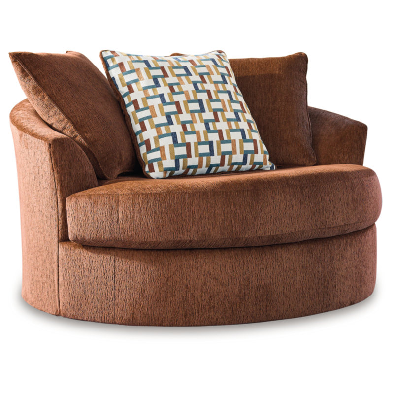 Dravion Upholstered Swivel Accent Chair, Spice Polyester