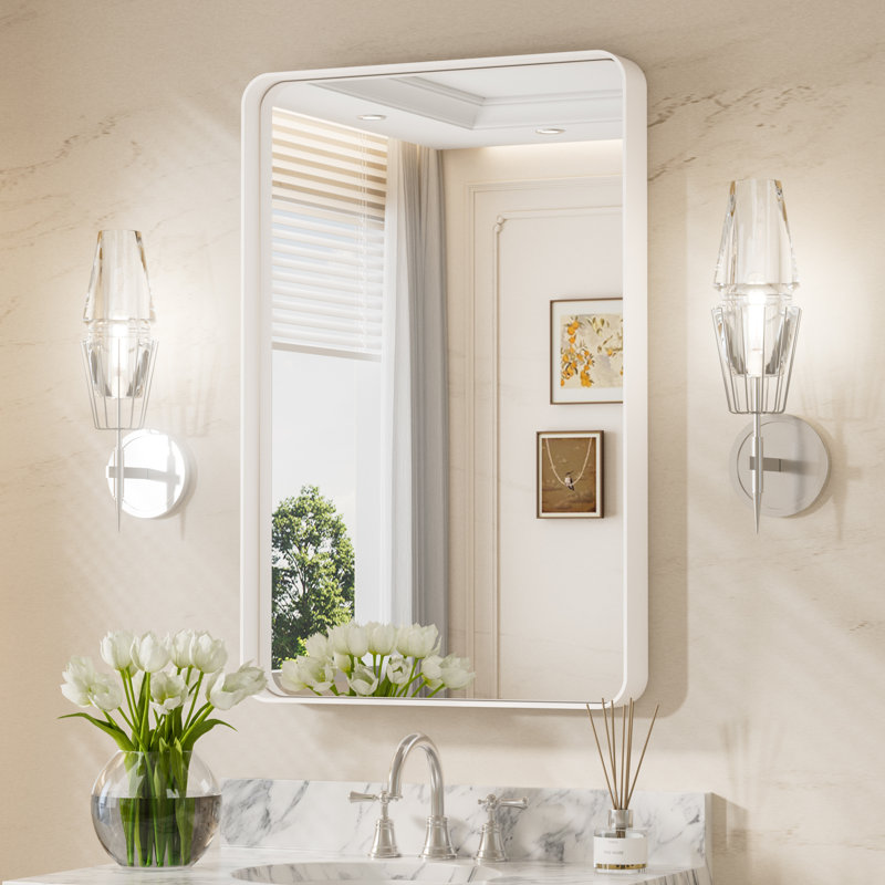 Miroir d'appoint Tyro, 36 po x 24 po, Blanc, Rectangulaire