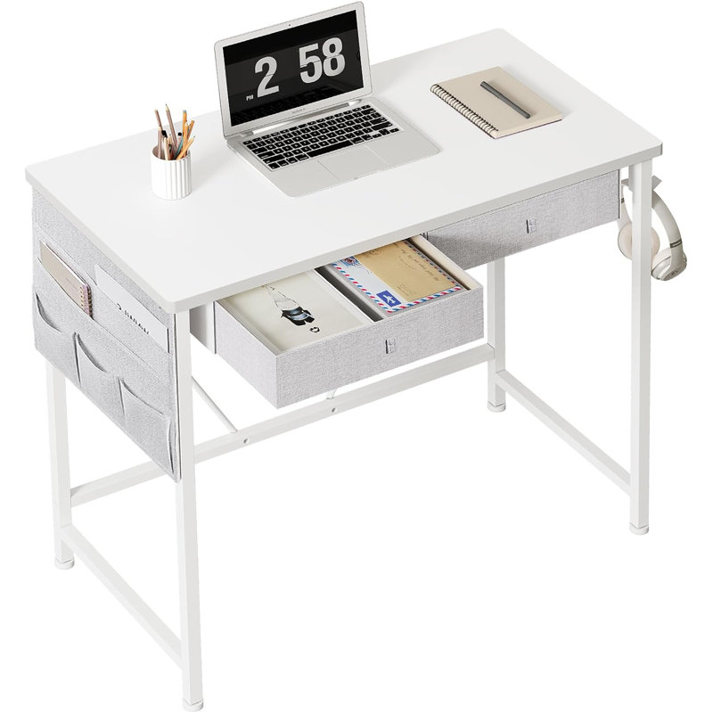 Folding Desk Computer Desk For Home Office, Folding Table No Assembly Required, Office Desk For Small Space, Small Desk With Stable Black Frame, Rustic Brown