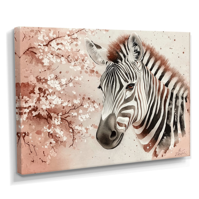 Zebra Tranquility Expression - impression murale zébrée, H 24 po x l 32 po, Toile tendue, Ne s’applique pas