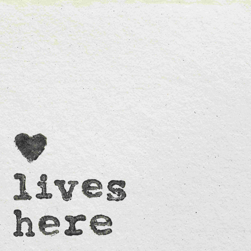 «Love Lives Here» par Wild Apple Portfolio - impression, H 36 po x l 36 po, Non, Toile argentée avec cadre flottant