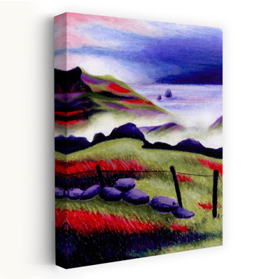 Contemporary Art Peaceful Abstract Contemporary Landscape Mountain Wall Art by Julie Lesouef - Wrapped Canvas Print