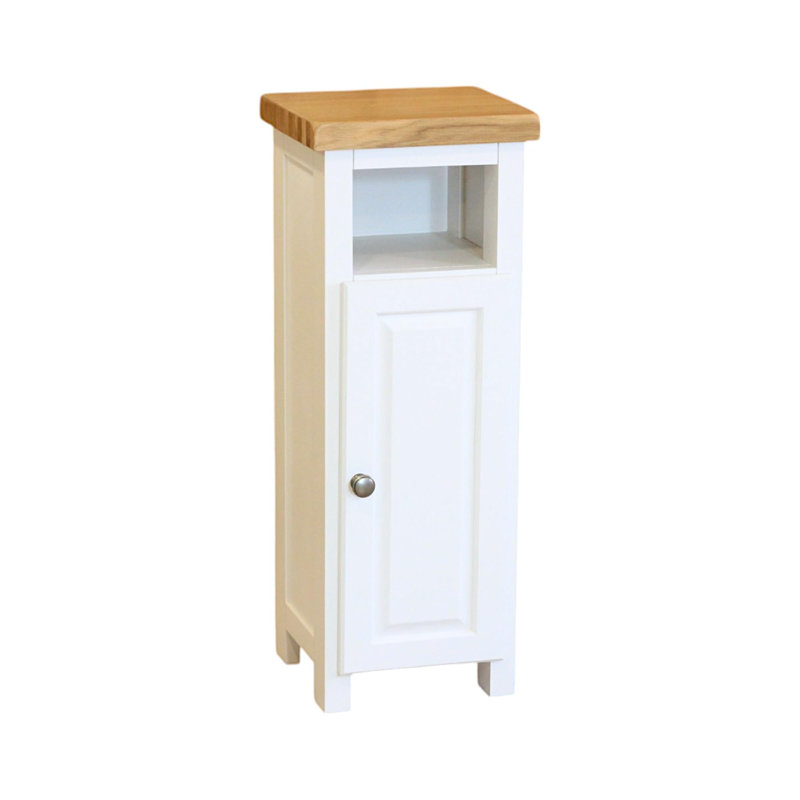 33cm W Solid Wood Bedside Table, White/Brown