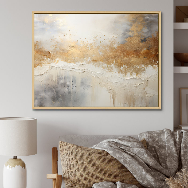 Art mural minimal pour la salle de séjour - aurores boréales, H 24 po x l 32 po x P 1 po, Cadre naturel flottant