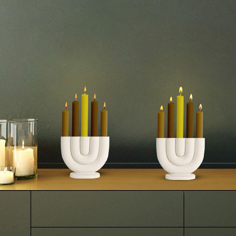 6'' H Ceramic Tabletop Candelabra, Black