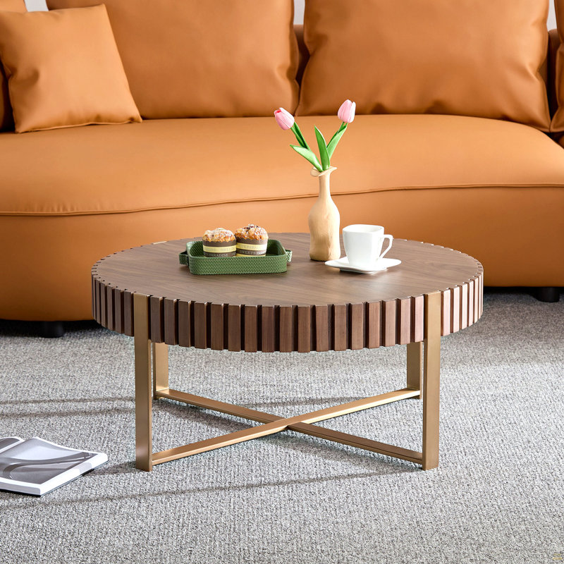 Table basse ronde moderne 31,5 pouces Modern Handcraft, Noyer