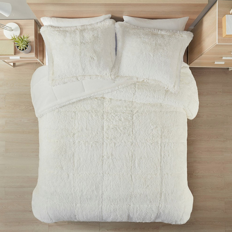 Édredon simple / simple TG Conception à poils longs. Warm And. Rembourrage en duvet synthétique. 1 et 2 taies décoratives. Décoration de chambre à coucher de style mini. Revers. Comprend un lavage facile. Rehaussement