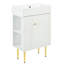Meuble-lavabo de 21,6 po en blanc, lavabo en céramique, rangement à gauche, armoire, porte, intérieur spacieux, design moderne blanc avec lavabo et matériau, porte pour une salle de bain paisible-1631206597