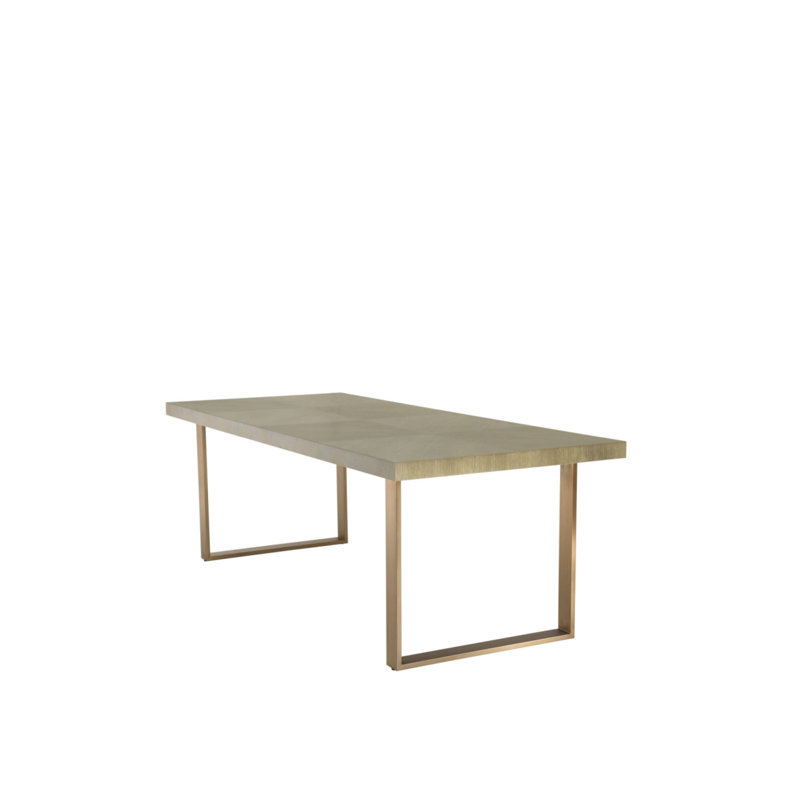 Borghese Solid Oak Dining Table, Wash Oak/Brushed Brass, 39.3701" W x 90.5512" L