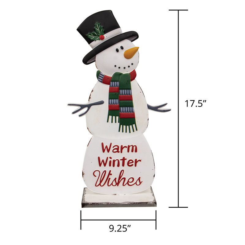 Chaleureux bonhomme de neige en métal