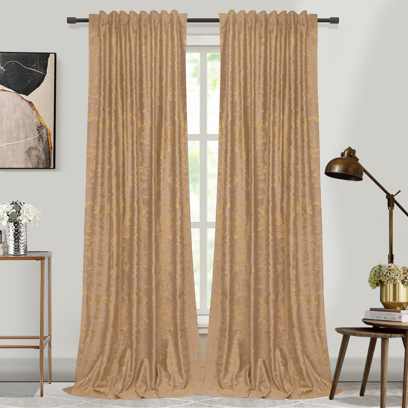 Kanab Velvet Room Darkening Curtain Panel Pair, 52" W x 108" L, Begie
