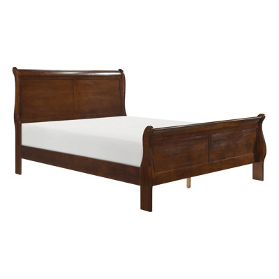 Lit double en cerisier brun, mobilier de chambre en bois traditionnel pour un sommeil profond