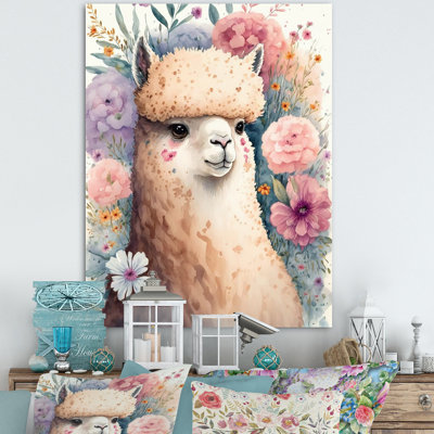 «Flower Alpaca Watercolor IV», reproduction sur toile