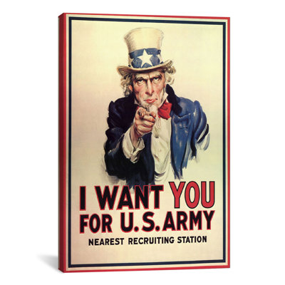 Uncle Sam: I Want You! Vintage Advertisement on Canvas