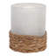 Porte-bougie moderne en verre et ouragan avec base tissée pour décoration de table moderne