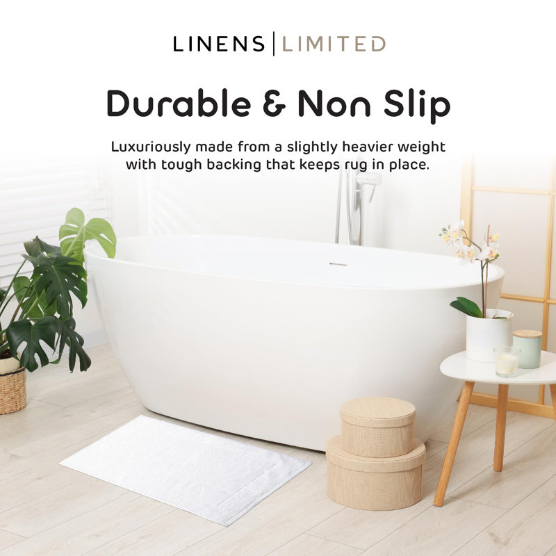 Linens Limited Non Slip Bath Mat, Bathroom Accessory for Spa Experience, Soft and Luxurious, Turkish Cotton, Super Absorbent Long Rug, Machine Washable