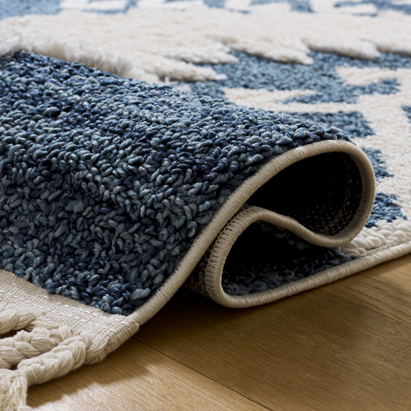 Tapis Ikat Imraan, Blue/Ivory, Carré 6 pi 7 po