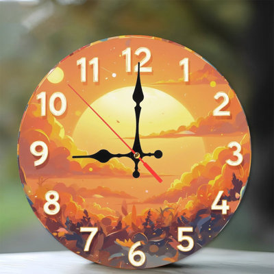 Horloge avec coucher de soleil