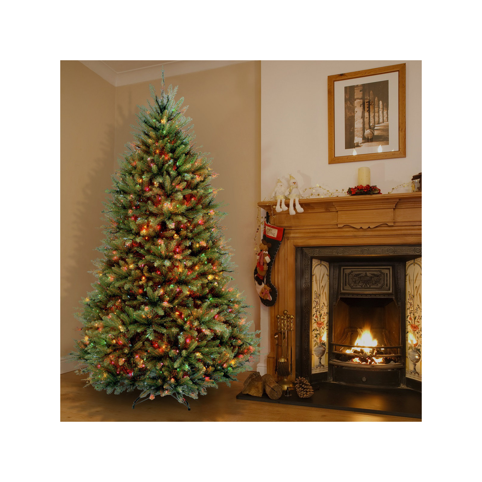 The Holiday Aisle® Dunhill Fir Tree with Multicolor Lights, 6.5'