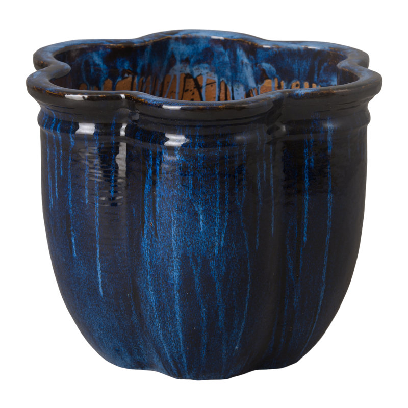 Prathersville Handmade Ceramic Pot Planter, Blue, 16" H x 20" W x 20" D