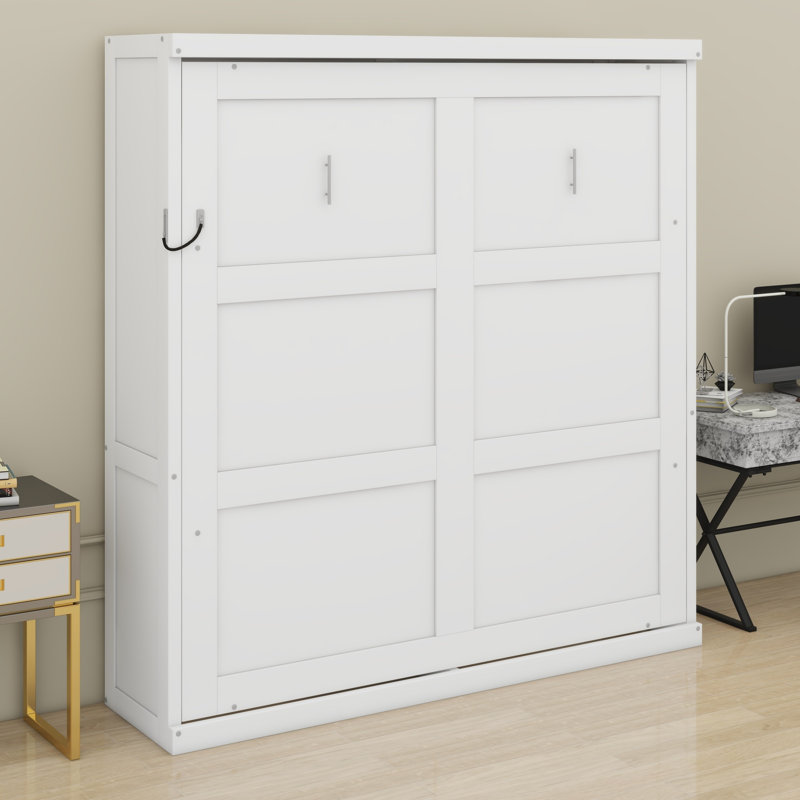 Lit escamotable escamotable dans une armoire Murphy, Blanc, Full / Double