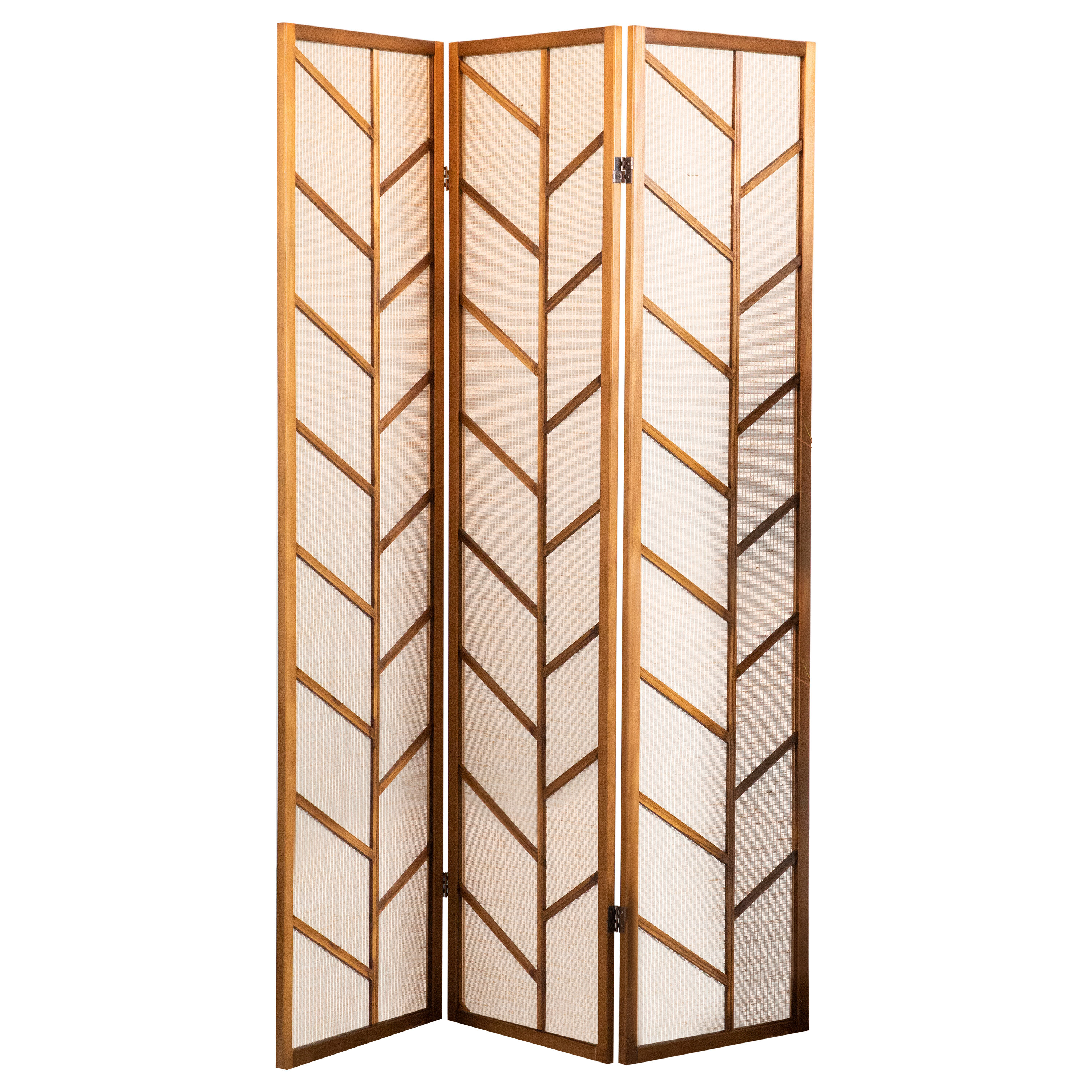 Mandloi 52'' W x 70.25'' H 3 - Panel Solid Wood Folding Room Divider