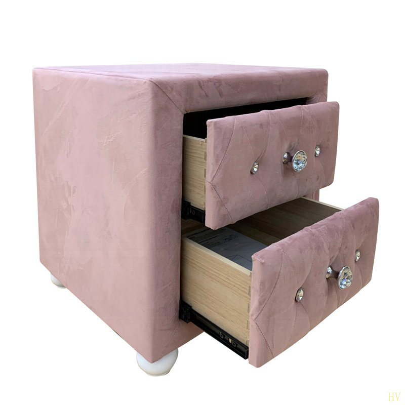 Table de chevet rembourrée avec deux tiroirs de rangement