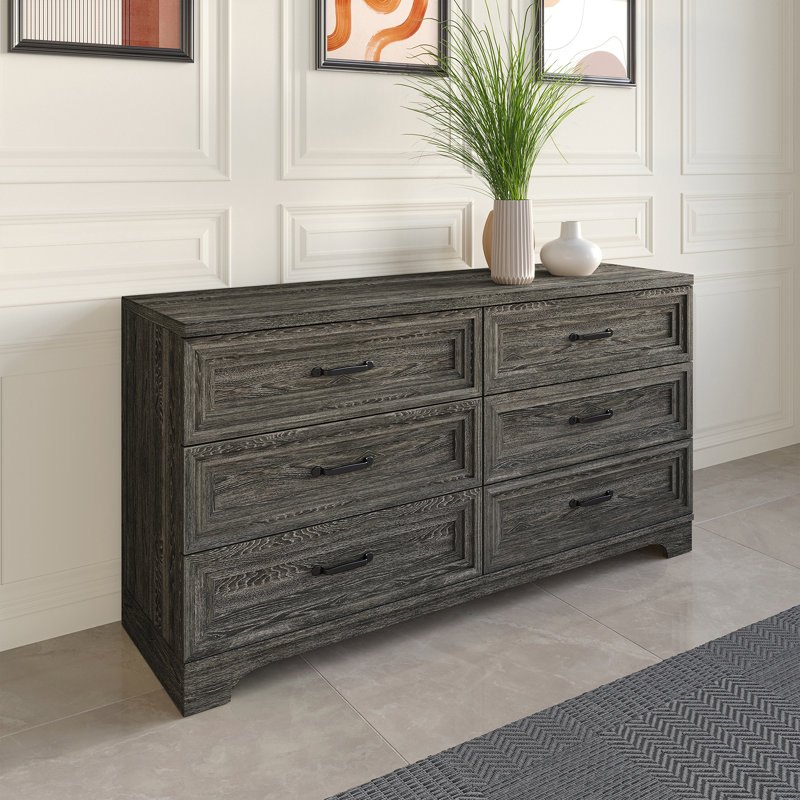 6 Drawers Dresser, Dark Gray