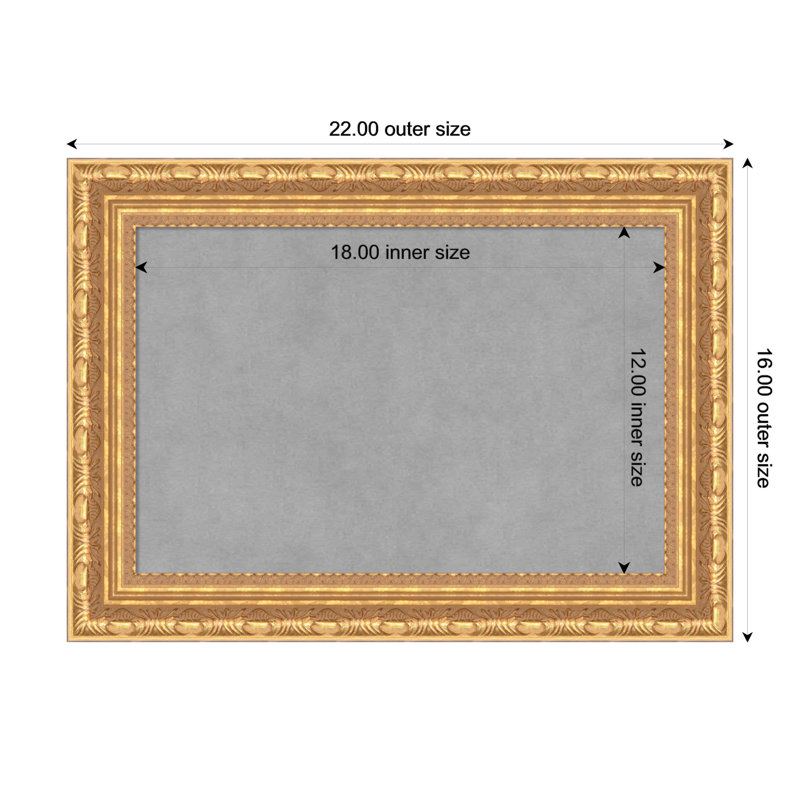 Versailles Gold Framed Magnetic Organization Board, 16" H x 22" W