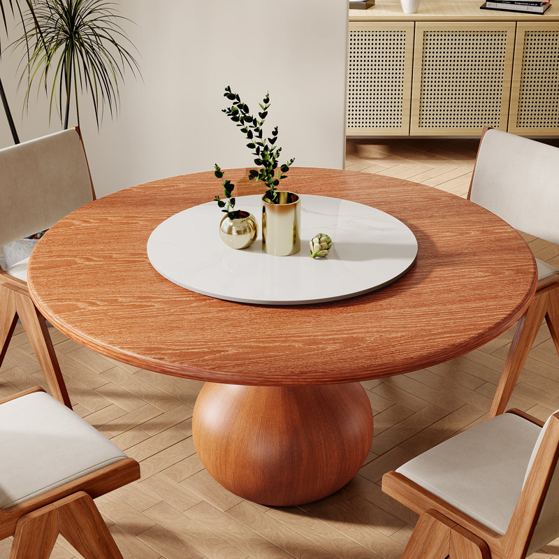 Table de salle à manger rotative encombrante avec table de cuisine en bois massif Lazy Susan pour 6/8/10