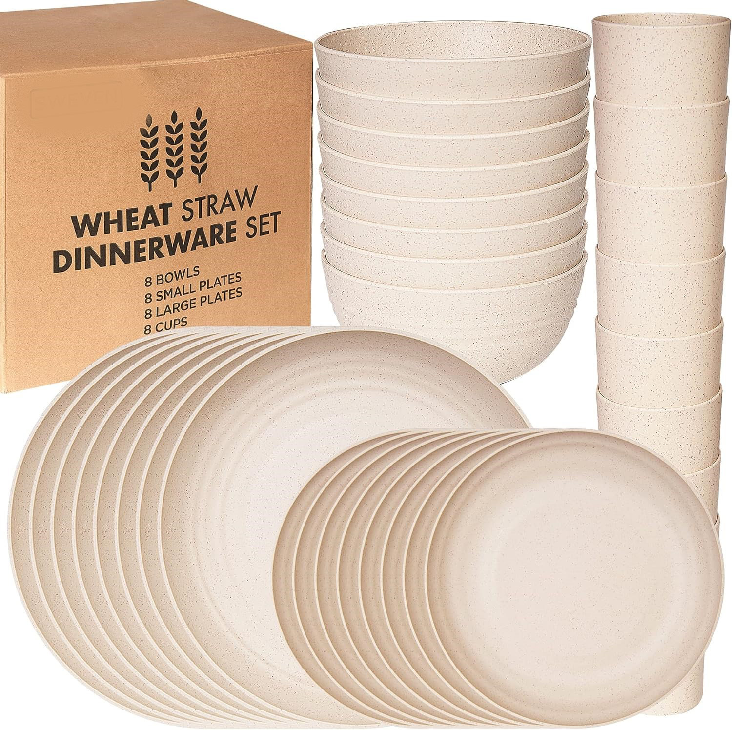 Ebern Designs Wheat Straw Dinnerware Sets Unbreakable Dinnerware