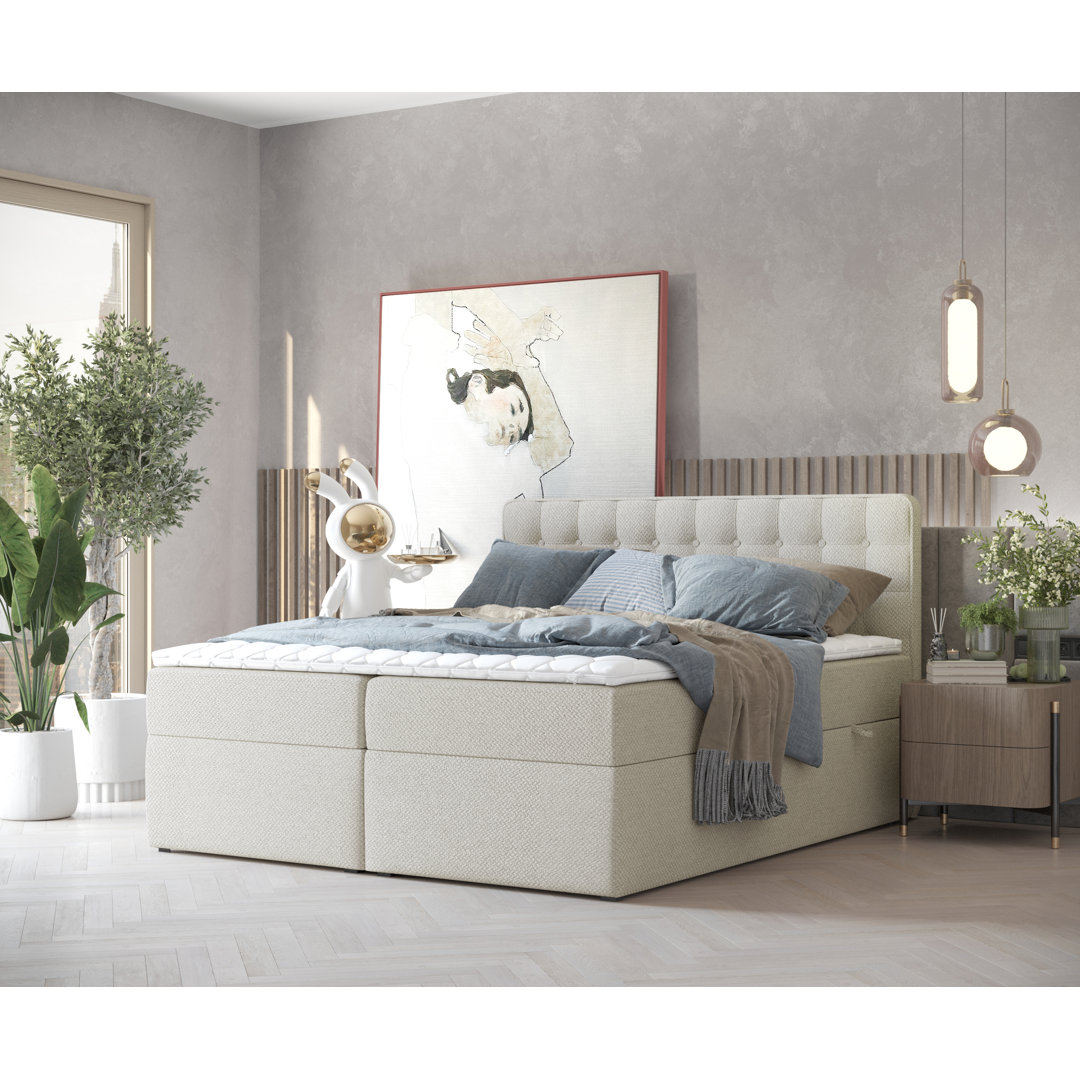 Boxspringbett Liem mit Topper und Bettkasten