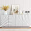 Buffet 59 po avec grain spiralé et armoire moderne à 4 portes pour le rangement de la cuisine ou du salon, blanc-1522547013