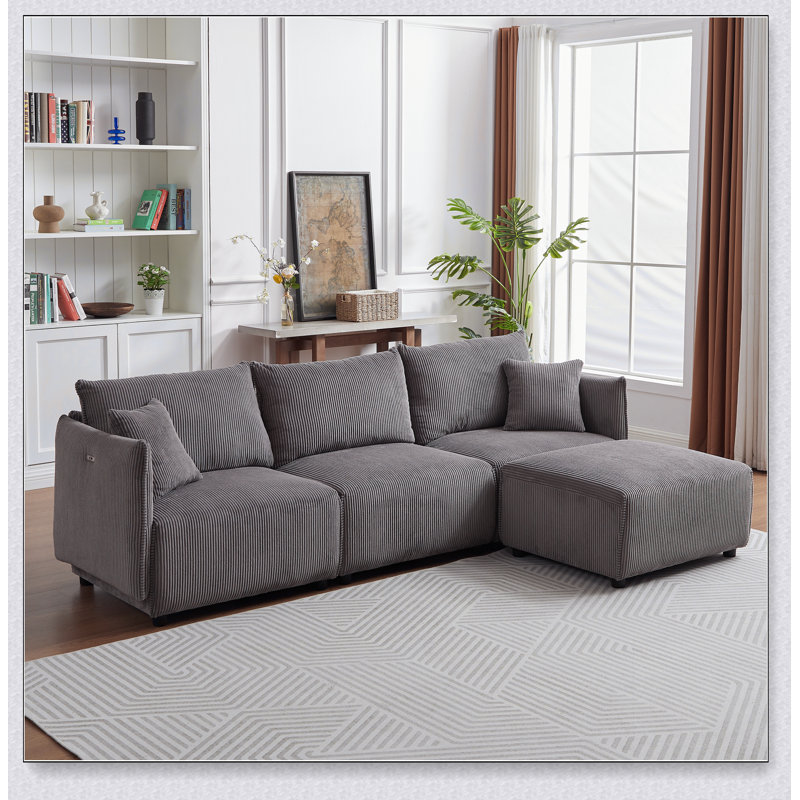 106" Multi-Module Combination Style Sofa For Living Room, Bedroom And Other Lounge Spaces, Gray Fabric