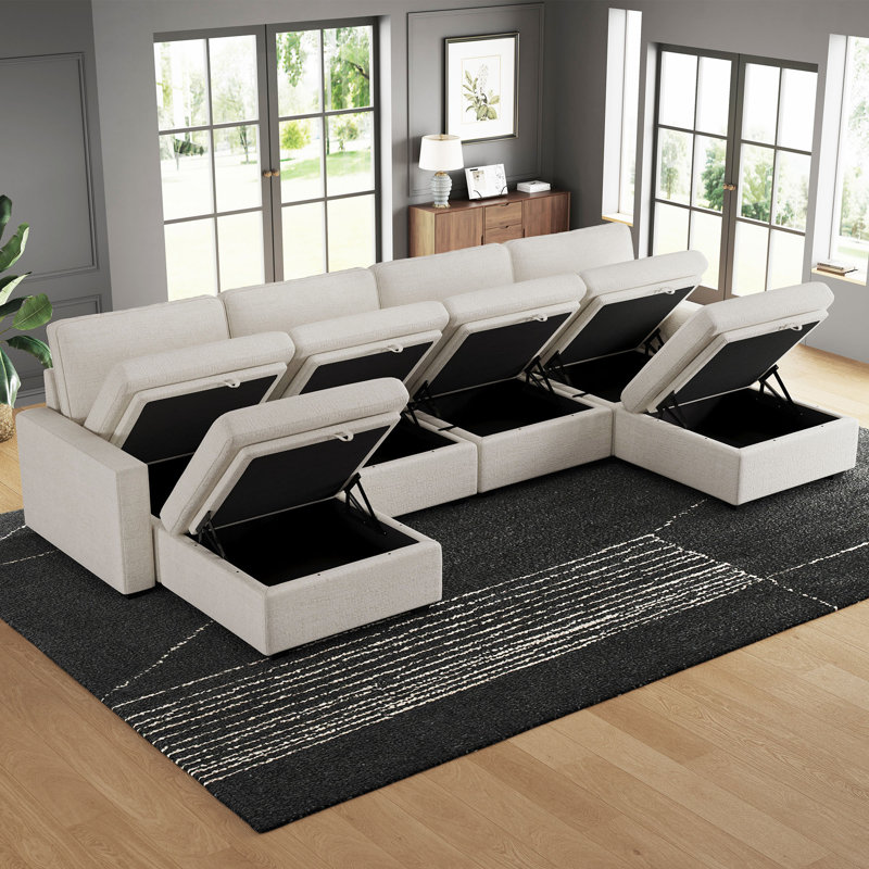 Canapé modulaire en U, Chenille beige
