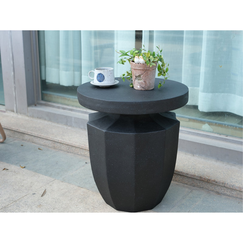 Table d'appoint de jardin de 20,3 po de hauteur - Faux moderne, multifonctionnelle pour le rangement de décor extérieur H, divers espaces et