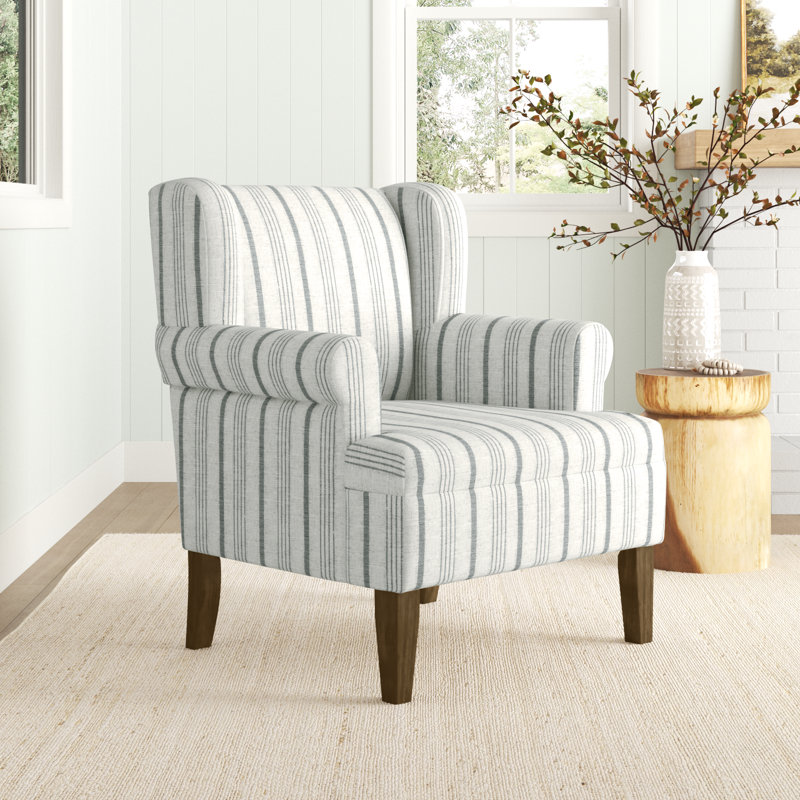 Anastacio 31.5" Wide Classic Wingback Chair, Polyester Blue